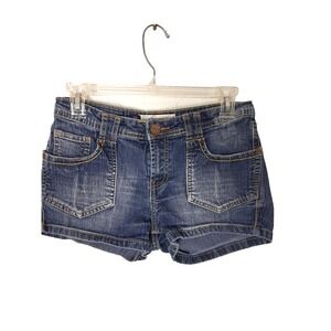 Y2K Vigold Micro Mini Low Rise Thick Stitch Jean Shorts Size 5/6 Stretch